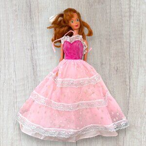 Vintage Mattel Barbie Redhead Doll Pink Gown 1966 Made In China Doll